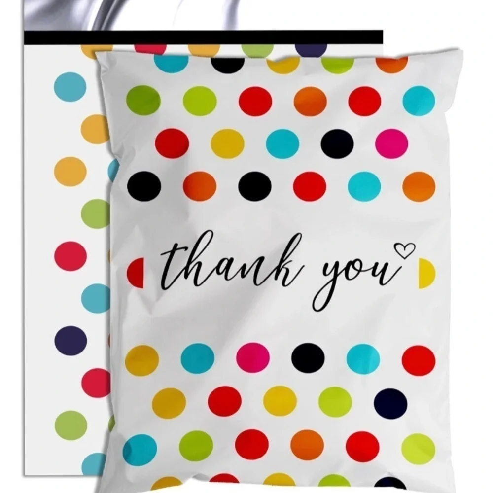 10 Count Polymailer Size Variety Bundle - HAPPY DOTS  (5/6x9 + 5/14x17)